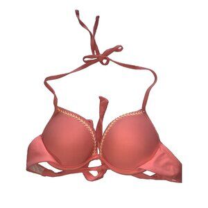 Body 1 pc bathing top wrap around neck sz 32A padded Peach/yellow